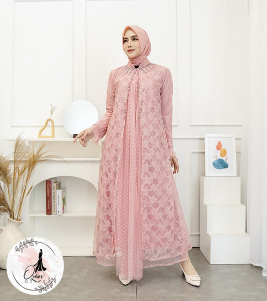 GAMIS OZIAS BROKAT 09792 LD 105 I Gamis Kondangan SImpel I Gamis Cantik Wisuda