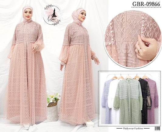 GAMIS OZIAS BROKAT ARABELLA 09866 LD 105 & LD 120 I Gamis Jumbo Premium I Gamis Busui Friendly Muslim Santai Nyaman Panjang