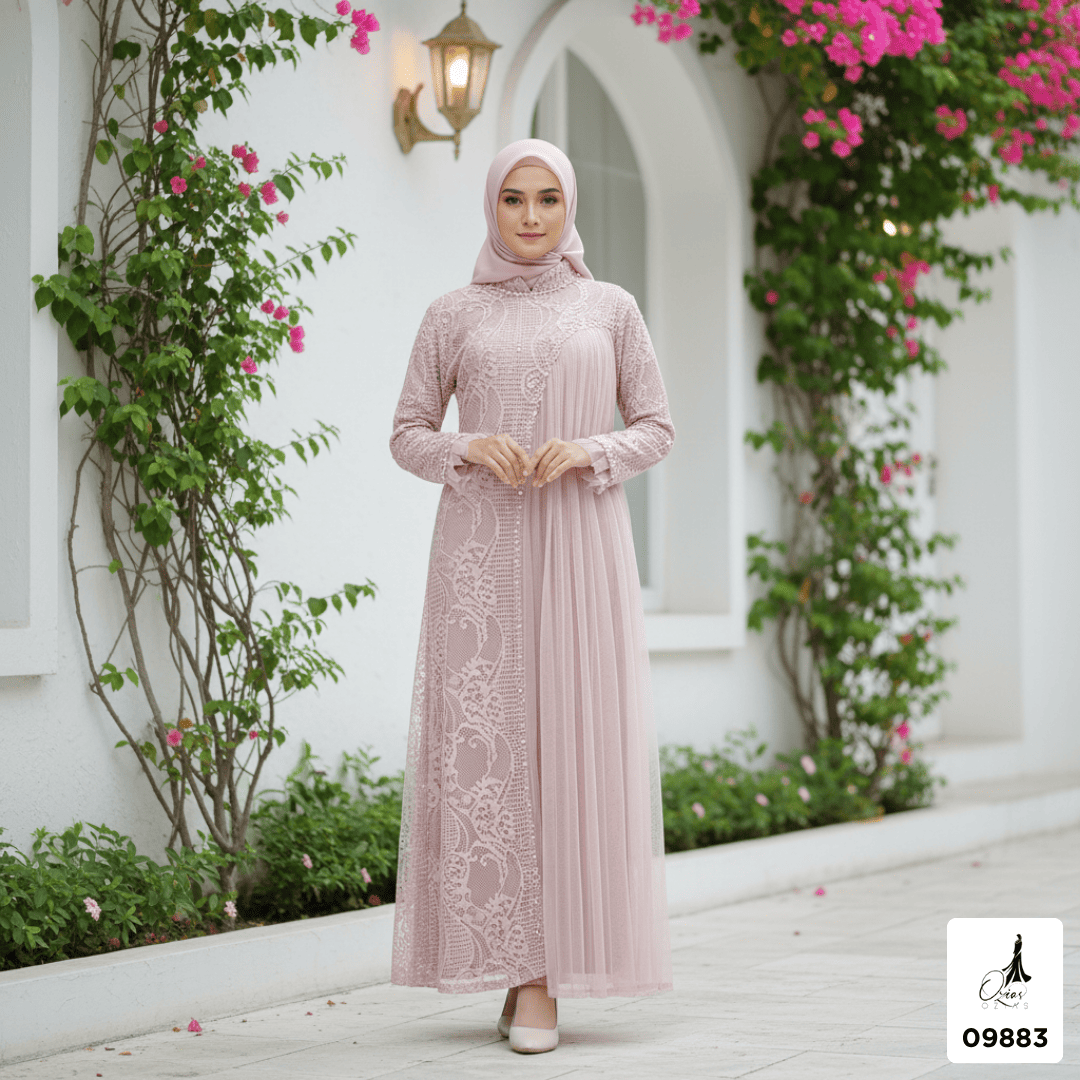 GAMIS OZIAS BROKAT INAYA HARUKA FIMELA 09883 Ld 80 95 105 120 140 I Gamis Dewasa Ibu Dan Anak I Gamis Wisuda Wanita I Gamis Kondangan Pesta I Gamis Bridesmaid I Pakaian Muslimah Cantik