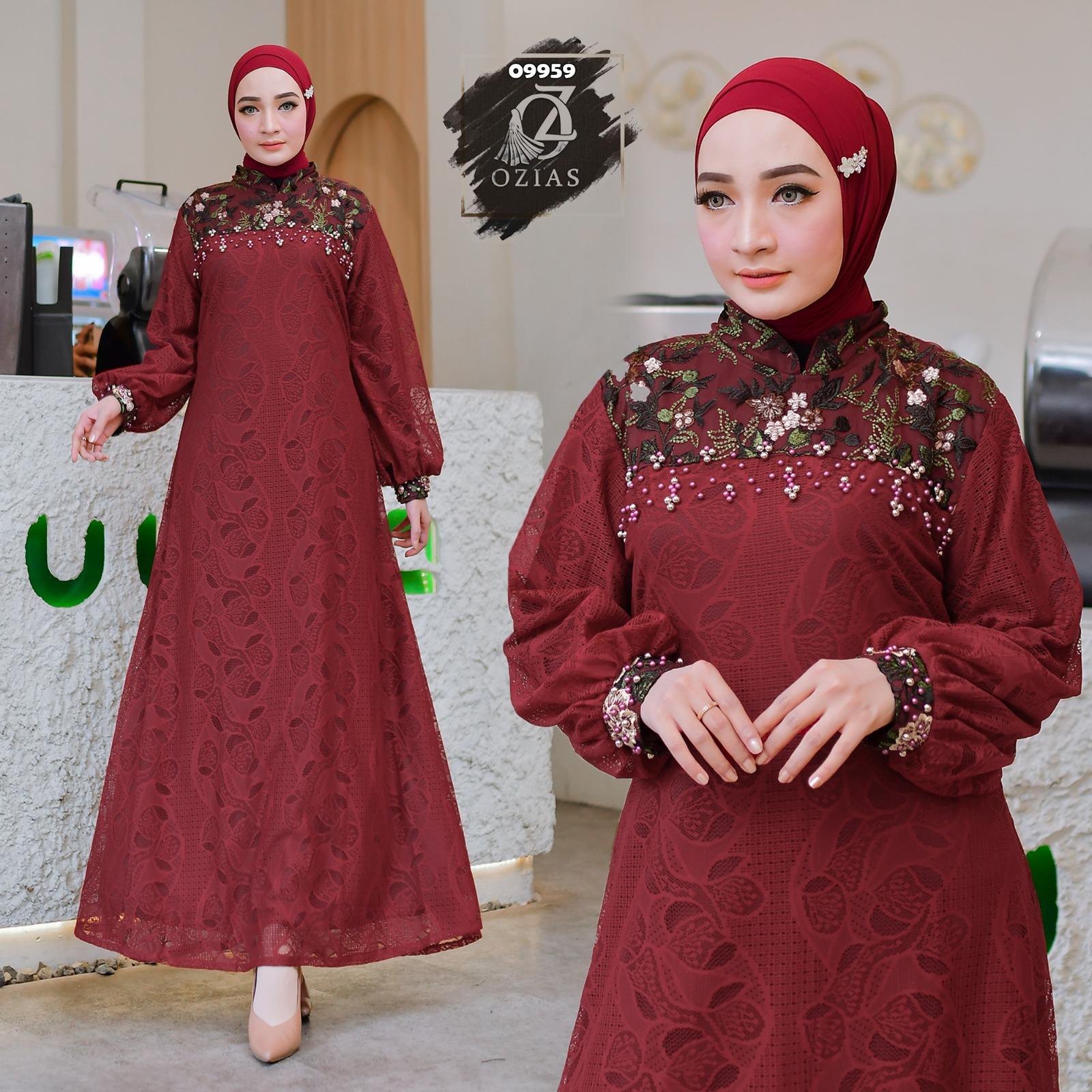 GAMIS OZIAS BROKAT FIORA 09959 LD 105 I Gamis Pesta Kondangan I Fashion Muslimah Remaja