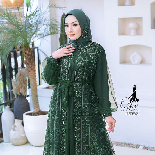 GAMIS OZIAS TILE 07103 LD 105 120 140 150 I Gamis Kondangan Wanita I Gamis Wisuda Mewah