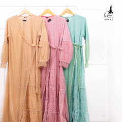 GAMIS OZIAS BROKAT 09442 LD 105 I Gamis Kondangan Fashion I Gamis Remaja Wisuda Muslimah Nyaman Panjang