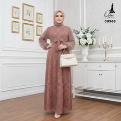 GAMIS OZIAS BROKAT PREMIUM 09968 LD 105 I Gamis Tangan Balon I Gamis Kondangan Muslim Nyaman
