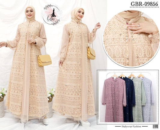 GAMIS OZIAS BROKAT KAGURA 09856 LD 105 & 120 I Gamis Kondangan Cantik I Gamis Pesta Nyaman Panjang Muslim Santai