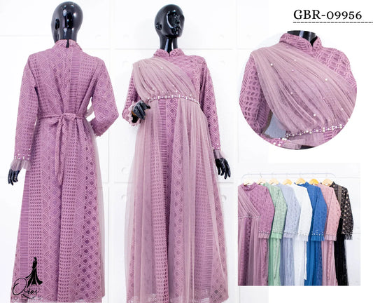 GAMIS OZIAS BROKAT BALIYA 09956 LD 105 & 120  l Gamis Import Premium l Busana Muslimah I Jumbo 2XL