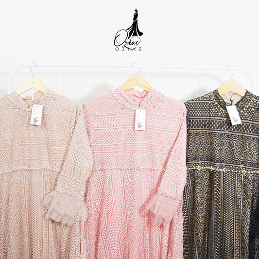 GAMIS OZIAS BROKAT 09575 LD 105 I Gamis Kondangan Simpel I Gamis Fashion Muslimah Wanita