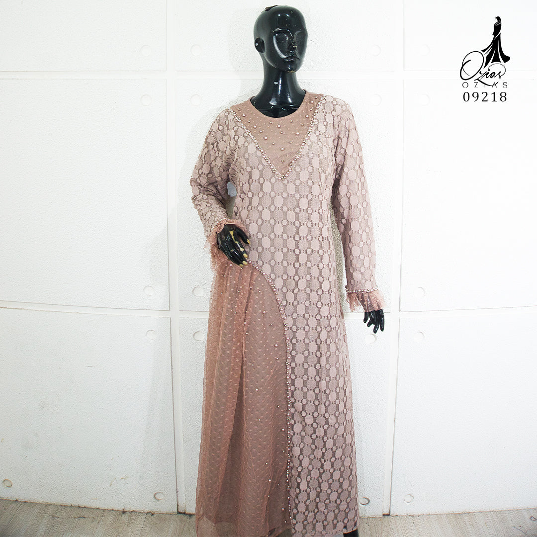 GAMIS OZIAS BROKAT POLKA 09218 LD 105 & LD 120 I Gamis Fashion Remaja I Gamis Pesta Kondangan Muslim Nyaman Dress Mewah