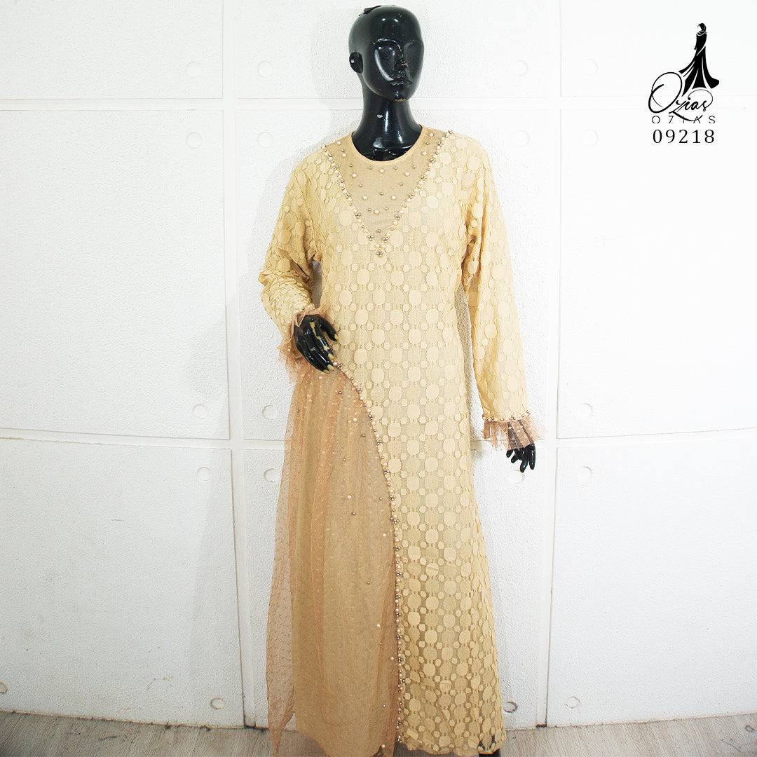 GAMIS OZIAS BROKAT POLKA 09218 LD 105 & LD 120 I Gamis Fashion Remaja I Gamis Pesta Kondangan Muslim Nyaman Dress Mewah