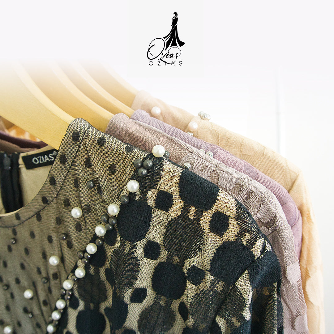 GAMIS OZIAS BROKAT POLKA 09218 LD 105 & LD 120 I Gamis Fashion Remaja I Gamis Pesta Kondangan Muslim Nyaman Dress Mewah