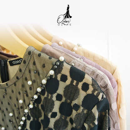 GAMIS OZIAS BROKAT POLKA 09218 LD 105 & LD 120 I Gamis Fashion Remaja I Gamis Pesta Kondangan Muslim Nyaman Dress Mewah