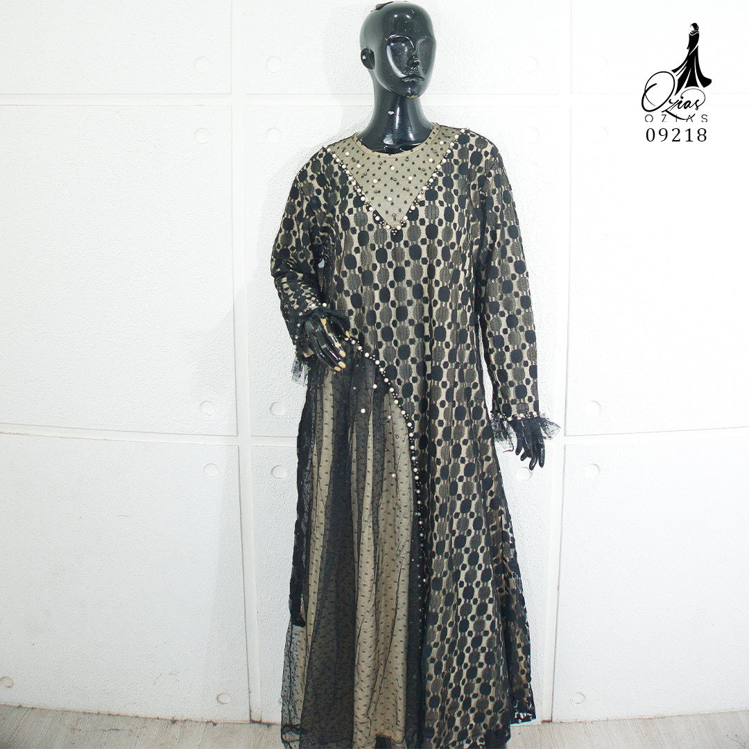 GAMIS OZIAS BROKAT POLKA 09218 LD 105 & LD 120 I Gamis Fashion Remaja I Gamis Pesta Kondangan Muslim Nyaman Dress Mewah