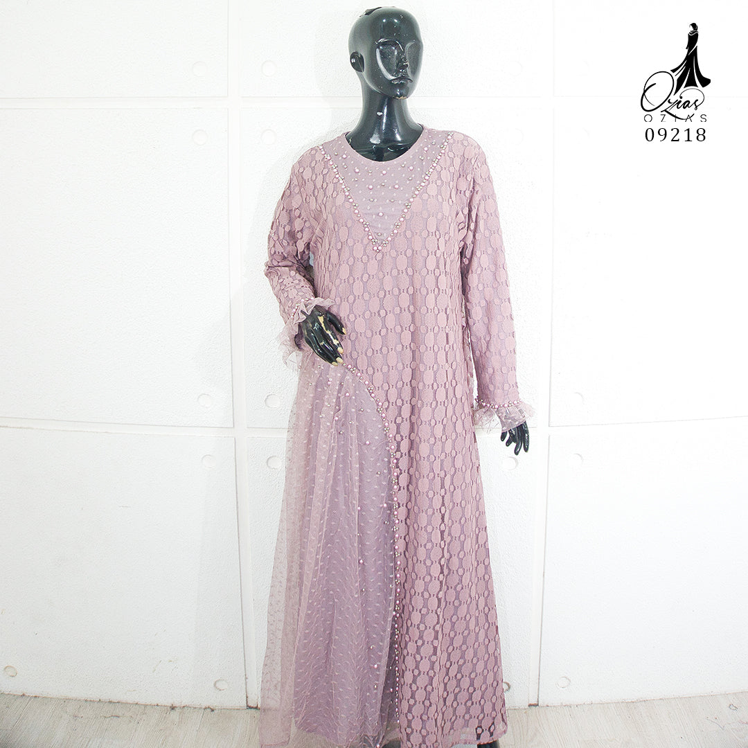 GAMIS OZIAS BROKAT POLKA 09218 LD 105 & LD 120 I Gamis Fashion Remaja I Gamis Pesta Kondangan Muslim Nyaman Dress Mewah