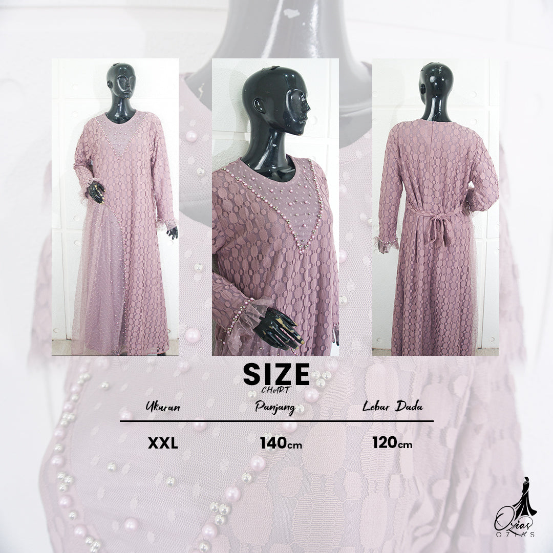 GAMIS OZIAS BROKAT POLKA 09218 LD 105 & LD 120 I Gamis Fashion Remaja I Gamis Pesta Kondangan Muslim Nyaman Dress Mewah