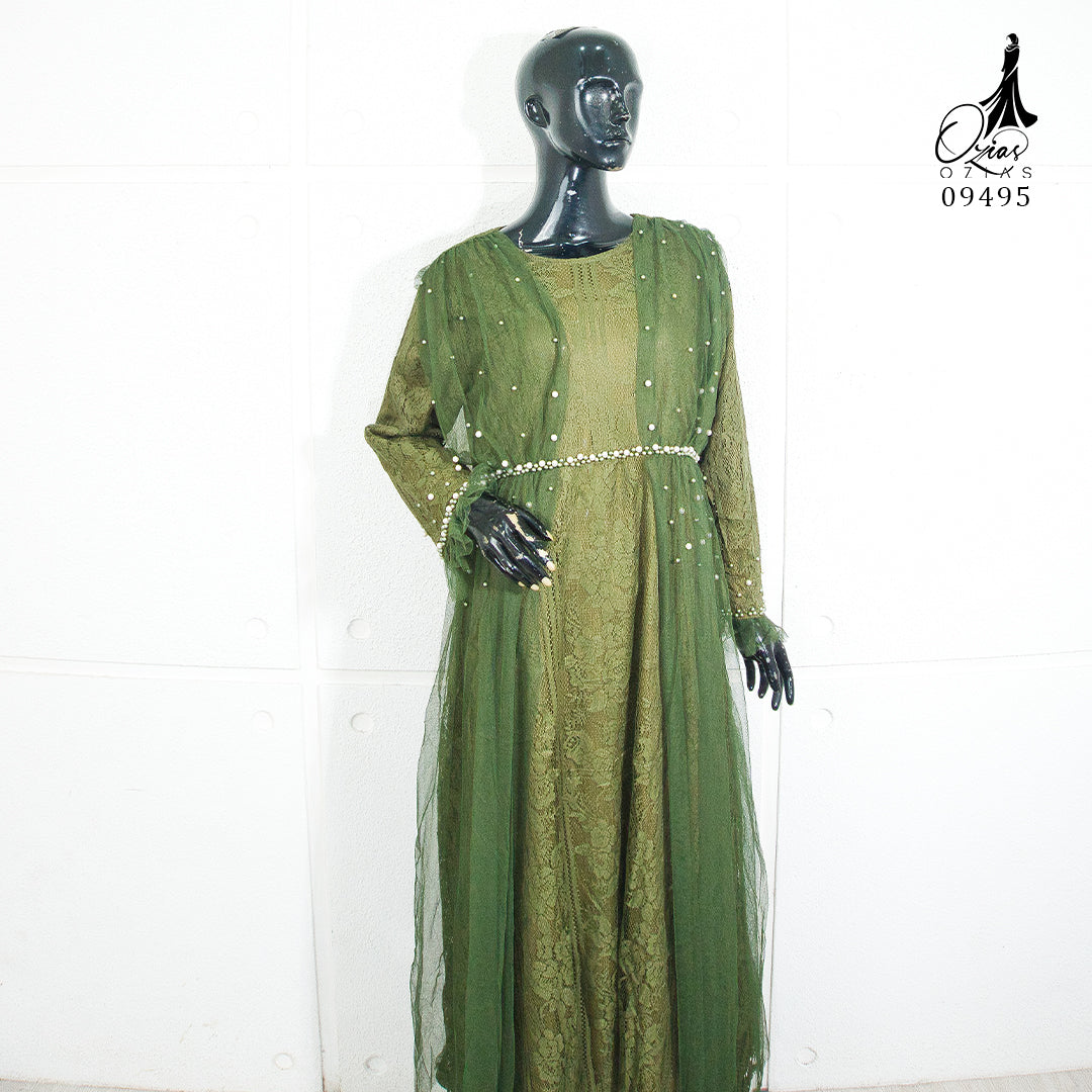 GAMIS OZIAS BROKAT 09495 LD 105 I Gamis Kondangan Cantik I Gamis Fashion Muslimah