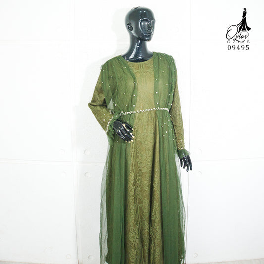 GAMIS OZIAS BROKAT 09495 LD 105 I Gamis Kondangan Cantik I Gamis Fashion Muslimah