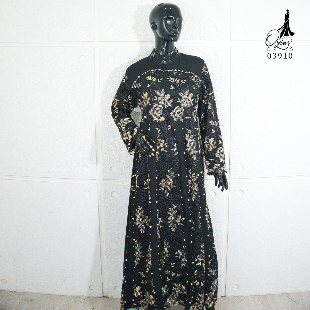 GAMIS OZIAS JETBLACK 03910 LD 105 I Gamis Kondangan Cantik I Gamis Pesta Muslimah Santai Panjang