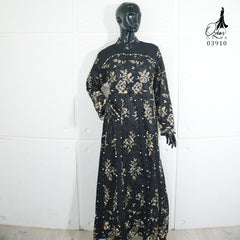 GAMIS OZIAS JETBLACK 03910 LD 105 I Gamis Kondangan Cantik I Gamis Pesta Muslimah Santai Panjang