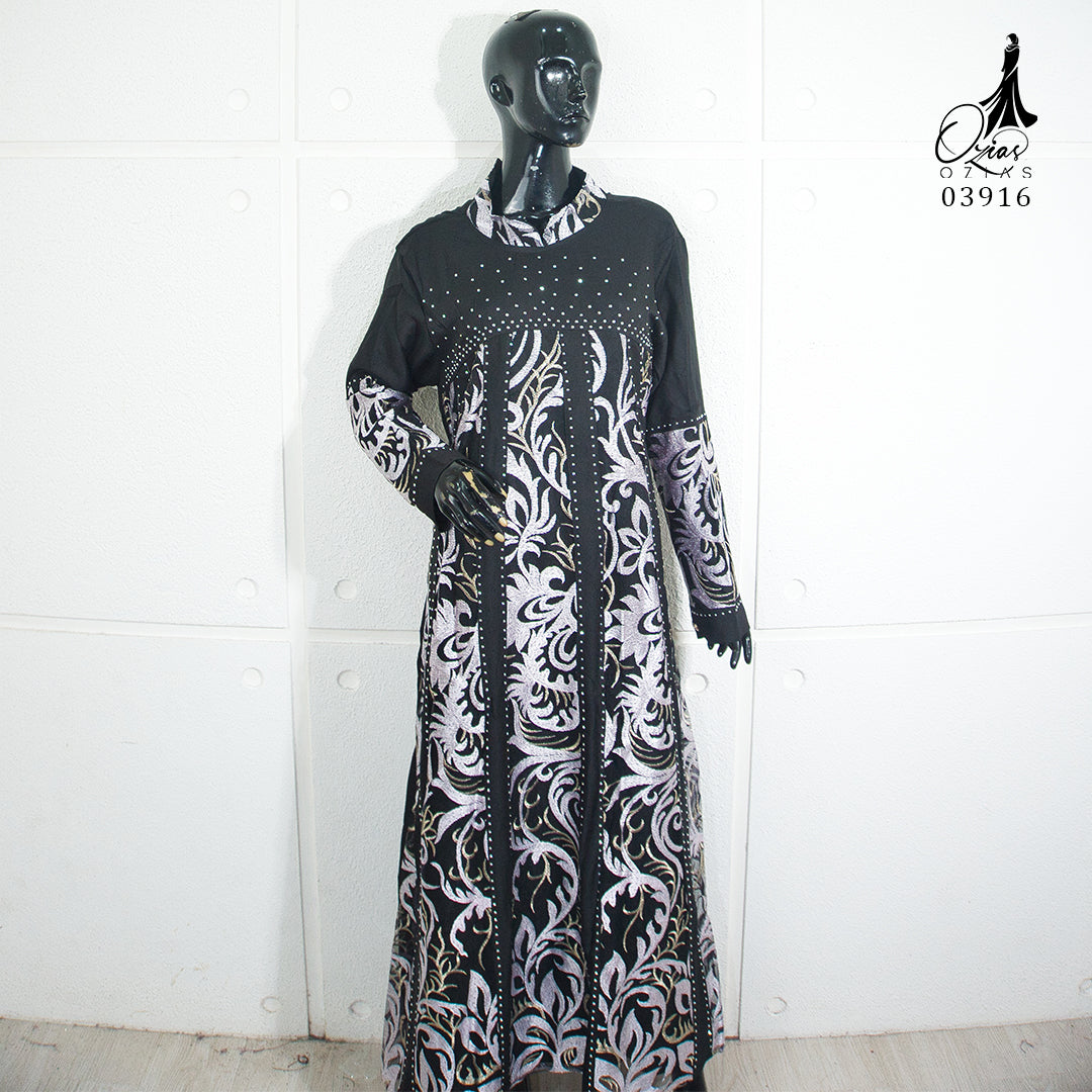 GAMIS OZIAS JETBLACK 03916 LD 105 I Gamis Kondangan Wanita I Gamis Mewah Wisuda
