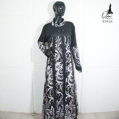 GAMIS OZIAS JETBLACK 03916 LD 105 I Gamis Kondangan Wanita I Gamis Mewah Wisuda