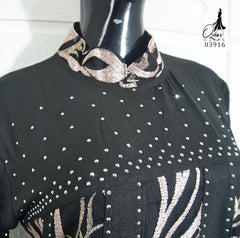 GAMIS OZIAS JETBLACK 03916 LD 105 I Gamis Kondangan Wanita I Gamis Mewah Wisuda
