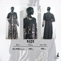 GAMIS OZIAS JETBLACK 03916 LD 105 I Gamis Kondangan Wanita I Gamis Mewah Wisuda