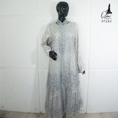 GAMIS OZIAS TILE SATEN EMBOS 07283 LD 105 I Gamis Kondangan Wanita I Gamis Fashion Casual