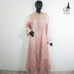 GAMIS OZIAS TILE SATEN EMBOS 07283 LD 105 I Gamis Kondangan Wanita I Gamis Fashion Casual
