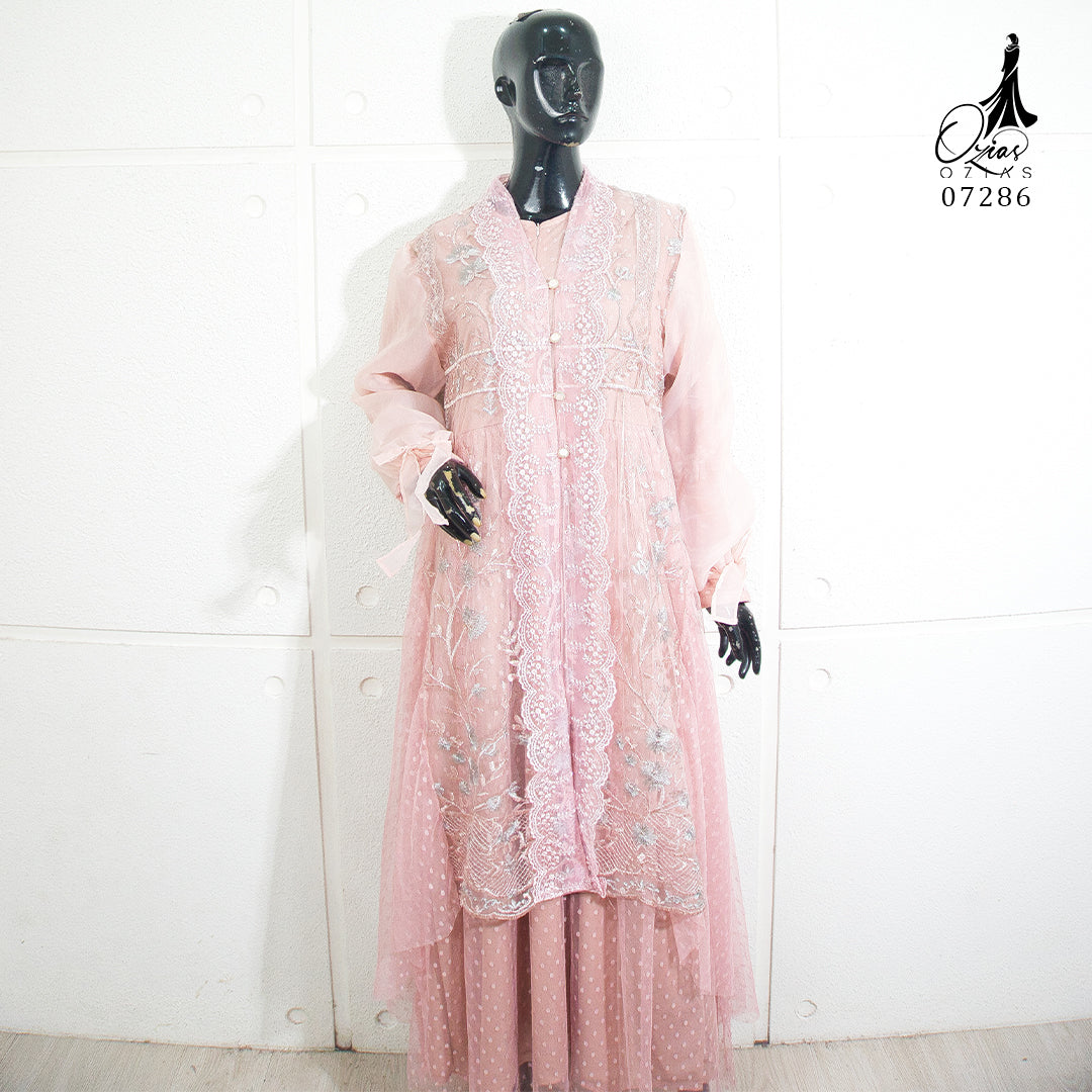 GAMIS OZIAS TILE ORGANZA 07286 LD 105 I Gamis Kondangan Wanita I Gamis Fashion Casual