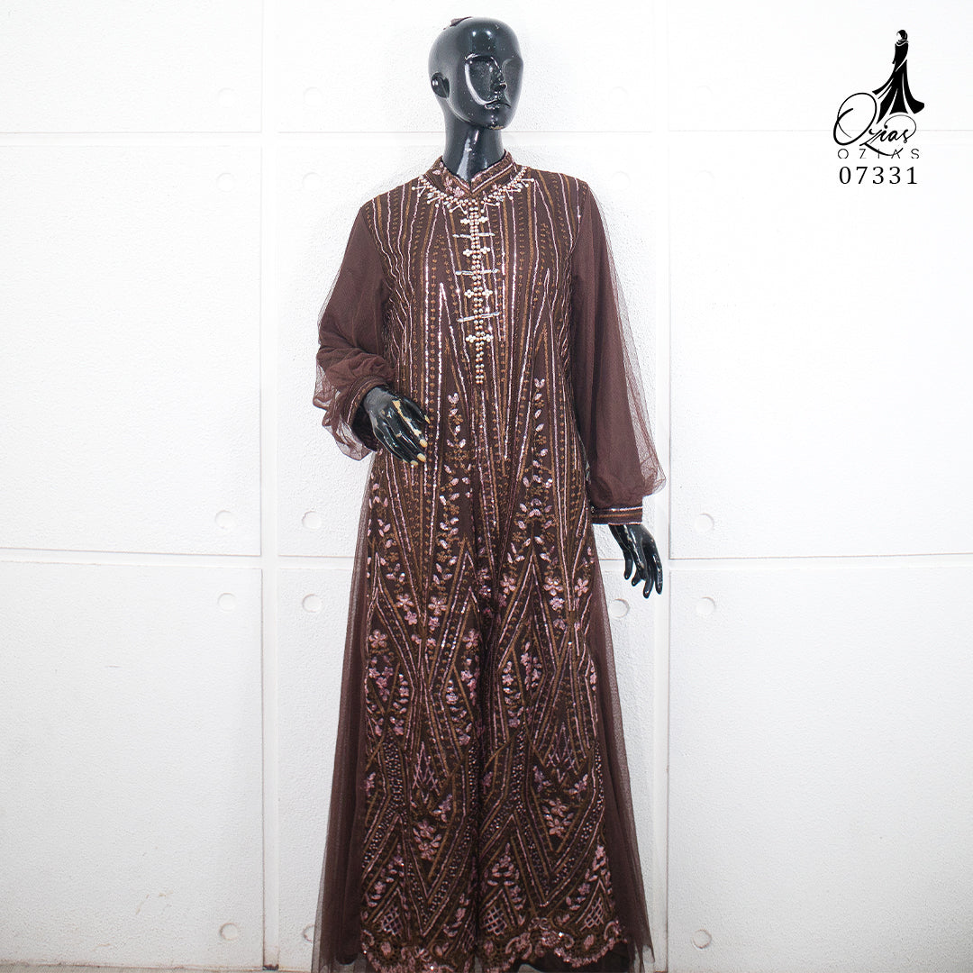GAMIS OZIAS TILE MAHOGANY 07331 LD 105 I Gamis Kondangan Wanita I Gamis Fashion Casual