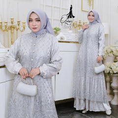 GAMIS OZIAS TILE SATEN EMBOS 07283 LD 105 I Gamis Kondangan Wanita I Gamis Fashion Casual