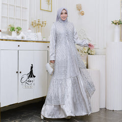 GAMIS OZIAS TILE SATEN EMBOS 07283 LD 105 I Gamis Kondangan Wanita I Gamis Fashion Casual