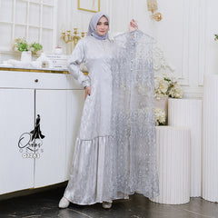 GAMIS OZIAS TILE SATEN EMBOS 07283 LD 105 I Gamis Kondangan Wanita I Gamis Fashion Casual