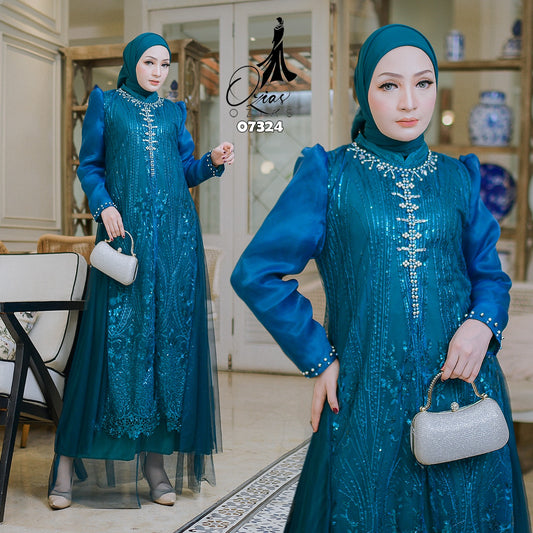 GAMIS OZIAS TILE 07324 LD 105 I Gamis Kondangan Wanita I Gamis Fashion Casual