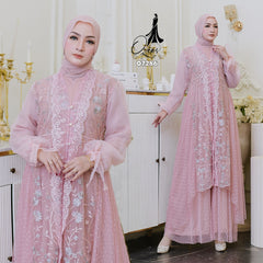 GAMIS OZIAS TILE ORGANZA 07286 LD 105 I Gamis Kondangan Wanita I Gamis Fashion Casual