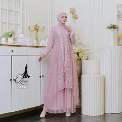 GAMIS OZIAS TILE ORGANZA 07286 LD 105 I Gamis Kondangan Wanita I Gamis Fashion Casual