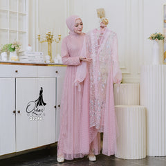 GAMIS OZIAS TILE ORGANZA 07286 LD 105 I Gamis Kondangan Wanita I Gamis Fashion Casual