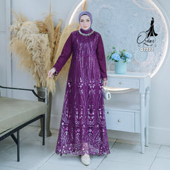 GAMIS OZIAS TILE SPANGLE 07272 LD 105 I Gamis Kondangan Wanita I Gamis Fashion Casual