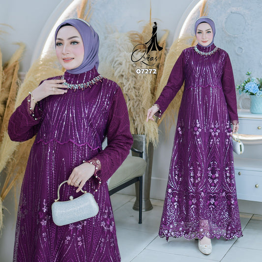 GAMIS OZIAS TILE SPANGLE 07272 LD 105 I Gamis Kondangan Wanita I Gamis Fashion Casual