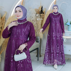 GAMIS OZIAS TILE SPANGLE 07272 LD 105 I Gamis Kondangan Wanita I Gamis Fashion Casual