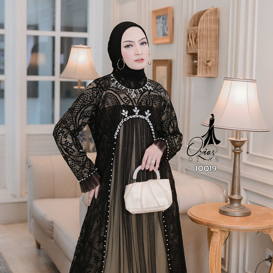 GAMIS BROKAT AZURA OZIAS 10019 LD 105 | Gamis Pesta Wanita | Gamis Cantik Mewah