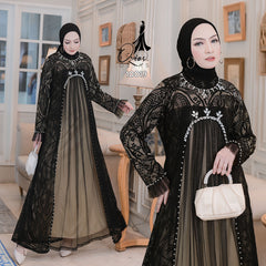 GAMIS BROKAT AZURA OZIAS 10019 LD 105 | Gamis Pesta Wanita | Gamis Cantik Mewah