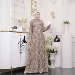 GAMIS OZIAS TILE BORDIR TWOTONE 03954 LD 105 I Gamis Pesta Mewah I Fashion Muslimah Dewasa Nyaman Fit