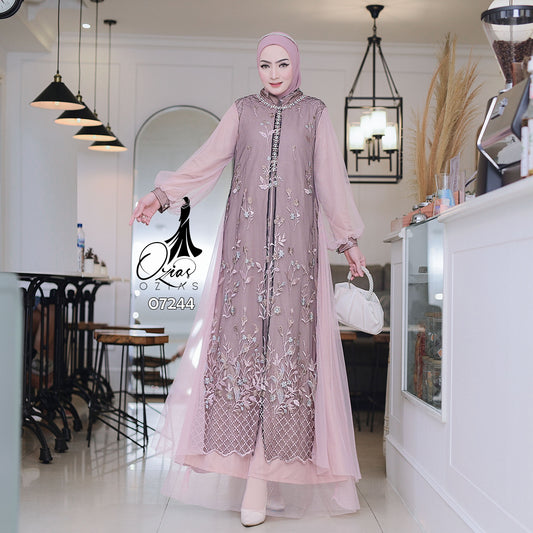 GAMIS OZIAS TILE 07244 LD 105 I Gamis Kondangan Cantik I Gamis Fashion Casual