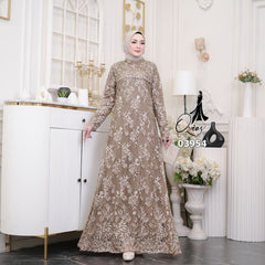 GAMIS OZIAS TILE BORDIR TWOTONE 03954 LD 105 I Gamis Pesta Mewah I Fashion Muslimah Dewasa Nyaman Fit