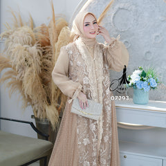 GAMIS OZIAS TILE ORGANZA 07293 LD 105 I Gamis Kondangan Cantik I Gamis Fashion Wanita