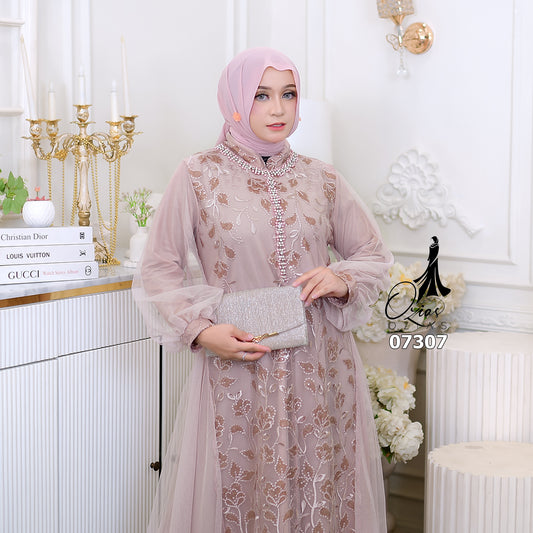 GAMIS OZIAS TILE SPANGLE 07307 LD 105 120 I Gamis Kondangan Wanita I Gamis Fashion Casual 2XL