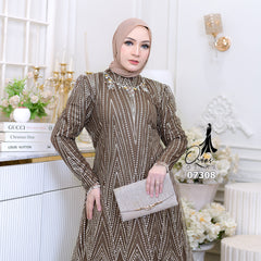 GAMIS OZIAS TILE 07308 LD 105 I Gamis Kondangan Wanita I Gamis Fashion Casual