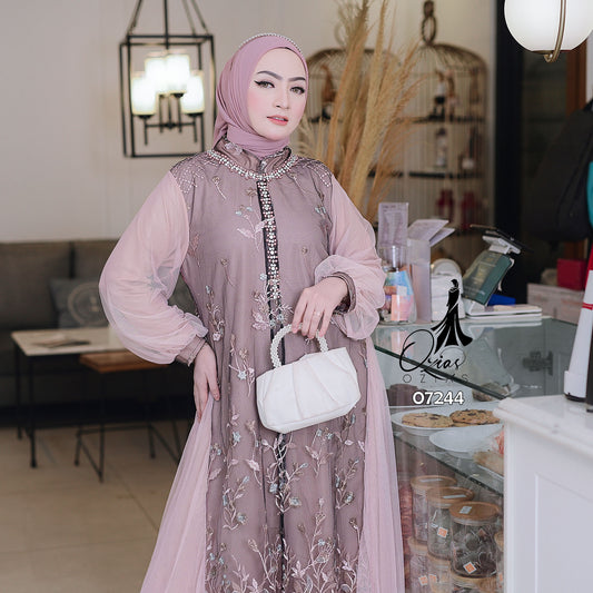 GAMIS OZIAS TILE 07244 LD 105 I Gamis Kondangan Cantik I Gamis Fashion Casual