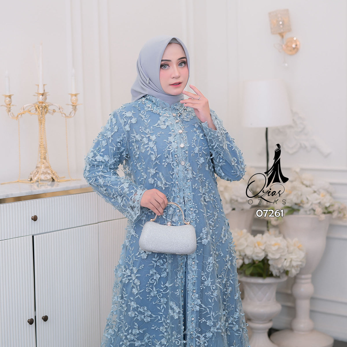 GAMIS OZIAS TILE 07261 LD 105 I Gamis Kondangan Cantik I Gamis Malay Mewah