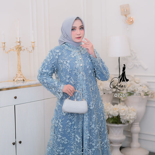 GAMIS OZIAS TILE 07261 LD 105 I Gamis Kondangan Cantik I Gamis Malay Mewah